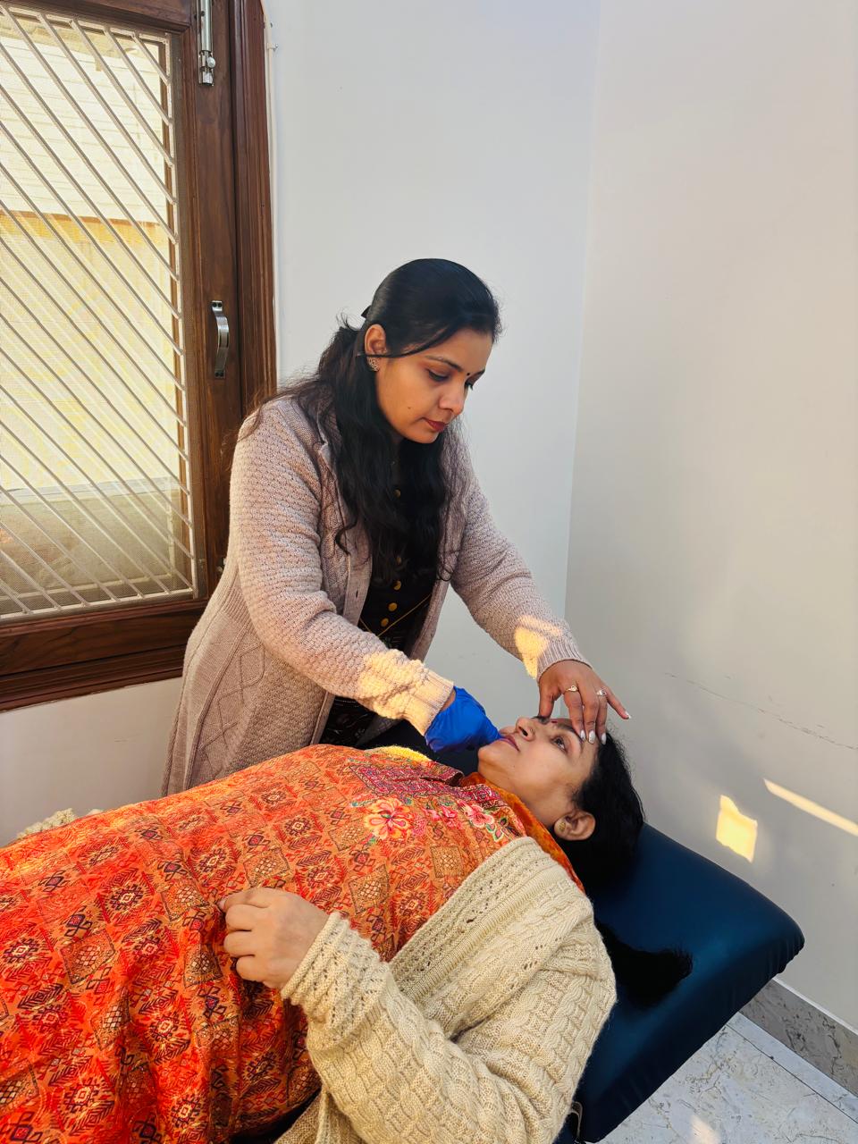 Patient doing guided recovery exercises